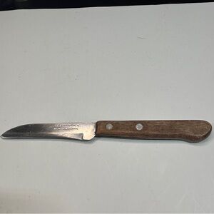 Tramontina 3-Inch Paring Knife Wood Handle 2 Rivets Brasil Vtg Peeling